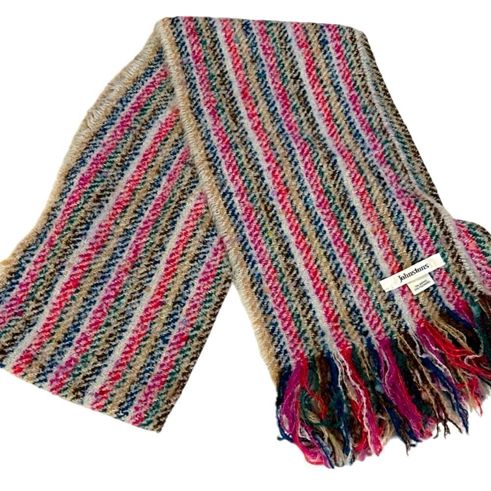 Johnston’s wool blend striped scarf